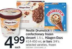 Fortinos NESTLÉ DRUMSTICK, 4'S CONFECTIONARY FROZEN DESSERT, 1.5 L, HÄAGEN-DAZS, 414-450 ML OR BARS, 3/4'S offer