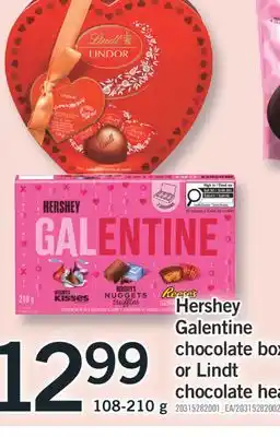 Fortinos HERSHEY GALENTINE CHOCOLATE BOX OR LINDT CHOCOLATE HEART, 108-210 g offer