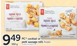 Fortinos PC COCKTAIL OR PORK SAUSAGE ROLLS, 500G offer