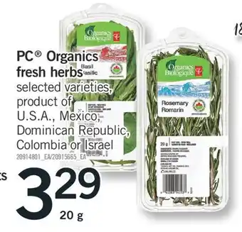 Fortinos PC ORGANICS FRESH HERBS, 20 g offer