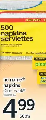 Fortinos NO NAME NAPKINS, 500's offer