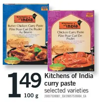 Fortinos KITCHENS OF INDIA CURRY PASTE, 100 G offer