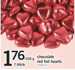 Fortinos CHOCOLATE RED FOIL HEARTS offer