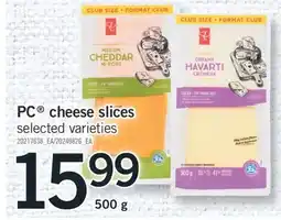 Fortinos PC CHEESE SLICES, 500 G offer