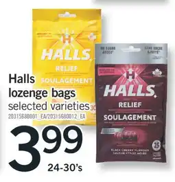 Fortinos HALLS LOZENGE BAGS, 24-30'S offer