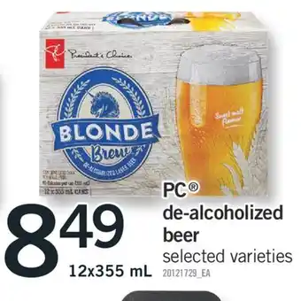 Fortinos PC DE-ALCOHOLIZED BEER, 12x355 mL offer