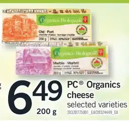 Fortinos PC ORGANICS CHEESE, 200 G offer