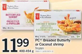 Fortinos PC BREADED BUTTERFLY OR COCONUT SHRIMP, 400-454G offer