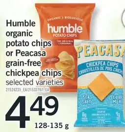 Fortinos HUMBLE ORGANIC POTATO CHIPS OR PEACASA GRAIN-FREE CHICKPEA CHIPS, 128-135 g offer