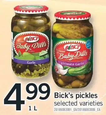 Fortinos BICK'S PICKLES, 1L offer