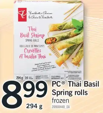 Fortinos PC Thai Basil Spring rolls, 294 g offer