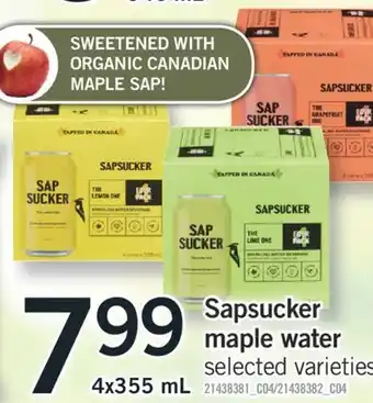 Fortinos SAPSUCKER MAPLE WATER, 4X355 ML offer