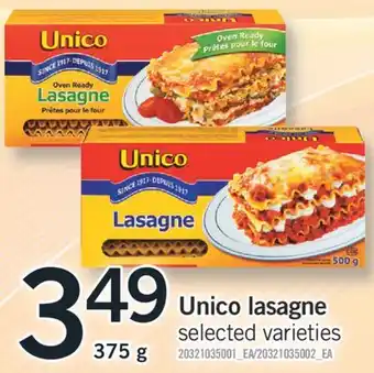 Fortinos UNICO LASAGNE, 375 G offer