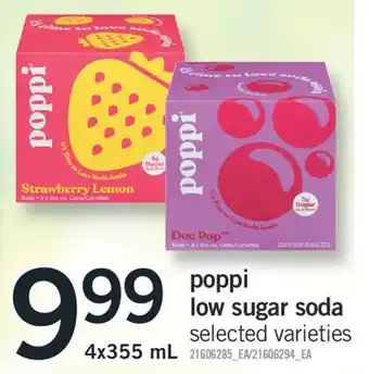 Fortinos POPPI LOW SUGAR SODA, 4x355 mL offer