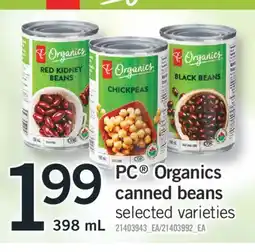 Fortinos PC ORGANICS CANNED BEANS, 398 mL offer