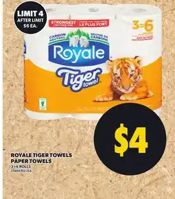 Loblaws ROYALE TIGER TOWELS PAPER TOWELS 3=6ROLLS offer