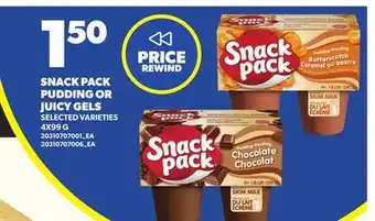 Loblaws SNACK PACK PUDDING OR JUICY GELS, 4X99G offer