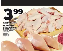 Loblaws CHICKEN BREASTS SKINLESS, BONE-IN OR SPLIT CHICKEN WINGS OR HALAL CHICKEN BREASTS SKINLESS, BONE-IN offer