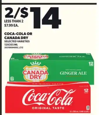 Loblaws COCA-COLA OR CANADA DRY, 12X355ML offer