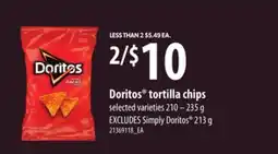 Loblaws DORITOS TORTILLA CHIPS 210–235g offer