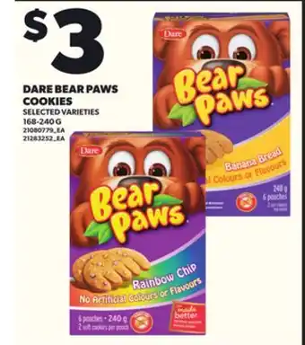 Loblaws DARE BEAR PAWS COOKIES 168-240G offer