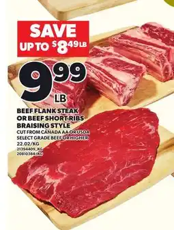 Loblaws BEEF FLANK STEAK OR BEEF SHORT RIBS BRAISING STYLE offer