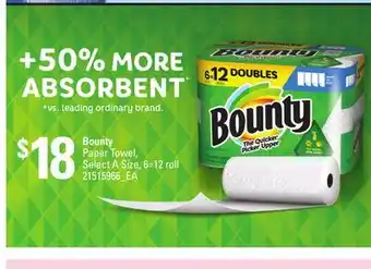 Loblaws BOUNTY PAPER TOWEL, 6=12 ROLL offer