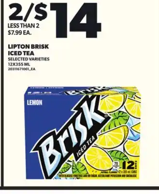 Loblaws LIPTON BRISK ICED TEA, 12X355ML offer