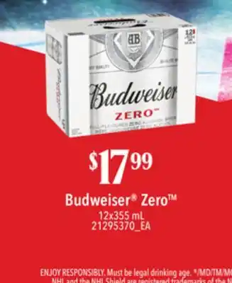 Loblaws BUDWEISER ZERO , 12X355ML offer