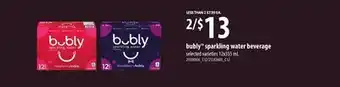 Loblaws BUBLY SPARKLING WATER BEVERAGE, 12x355mL offer