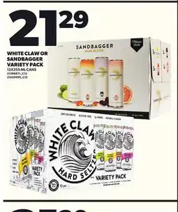 Loblaws WHITE CLAW OR SANDBAGGER VARIETY PACK 12X355ML CANS offer