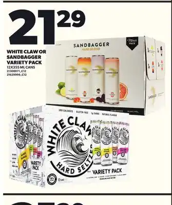 Loblaws WHITE CLAW OR SANDBAGGER VARIETY PACK 12X355ML CANS offer