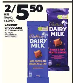 Loblaws CADBURY CHOCOLATES, 80-100G offer