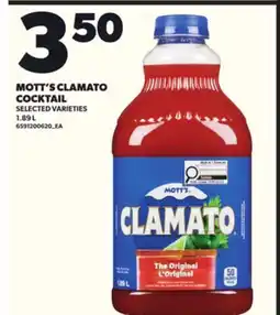 Loblaws MOTT'S CLAMATO COCKTAIL 1.89L offer