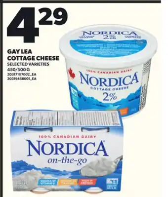 Loblaws GAY LEA COTTAGE CHEESE, 450/500G offer