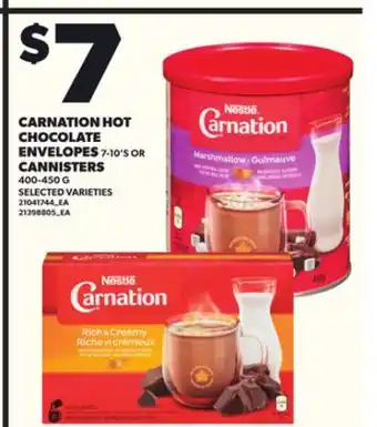 Loblaws CARNATION HOT CHOCOLATE ENVELOPES 7-10'S OR CANNISTERS 400-450G offer