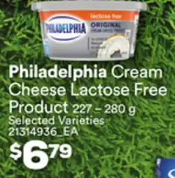 Loblaws PHILADELPHIA CREAM CHEESE LACTOSE FREE PRODUCT, 227 – 280 G offer