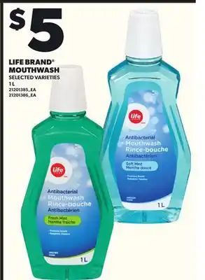 Loblaws LIFE BRAND MOUTHWASH, 1L offer