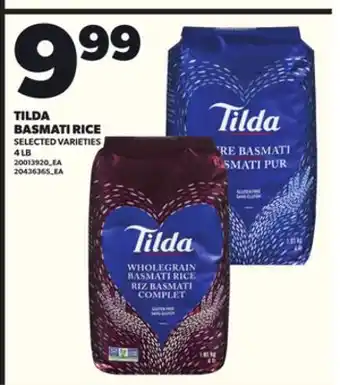 Loblaws TILDA BASMATI RICE, 4LB offer