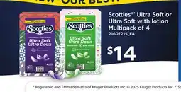 Loblaws SCOTTIES ' ULTRA SOFTOR ULTRA SOFTWITH LOTION MULTIPACK OF 4 offer