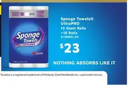 Loblaws SPONGE TOWELS ULTRAPRO, 12 Giant Rolls =18 Rolls offer