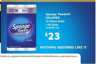 Loblaws SPONGE TOWELS ULTRAPRO, 12 Giant Rolls =18 Rolls offer