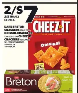 Loblaws DARE BRETON CRACKERS 100-225G, GRISSOL CRACKERS 120-200G OR CHEEZ-IT CRACKERS 191/200G offer