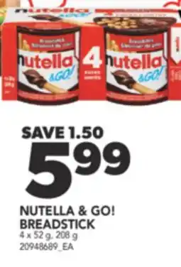 Real Canadian Superstore NUTELLA & GO! BREADSTICK, 4 X 52 G, 208 G offer