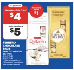 Real Canadian Superstore FERRERO CHOCOLATE BAGS, 80/100 G offer