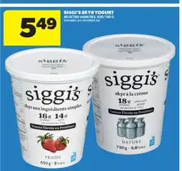 Real Canadian Superstore SIGGI'S SKYR YOGURT, 650/750 G offer