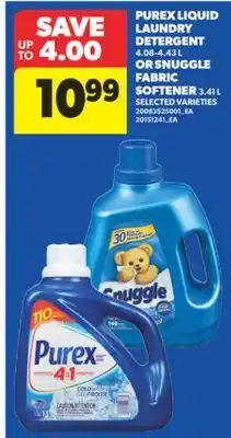 Real Canadian Superstore PUREX LIQUID LAUNDRY DETERGENT 4.08-4.43 L OR SNUGGLE FABRIC SOFTENER 3.41 L offer