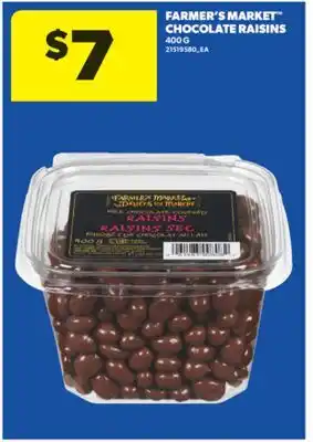 Real Canadian Superstore FARMER'S MARKET CHOCOLATE RAISINS, 400 G offer