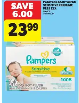 Real Canadian Superstore PAMPERS BABY WIPES SENSITIVE PERFUME FREE, 12X 1008' S offer