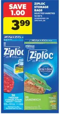 Real Canadian Superstore ZIPLOC STORAGE BAGS, 10-90' S offer